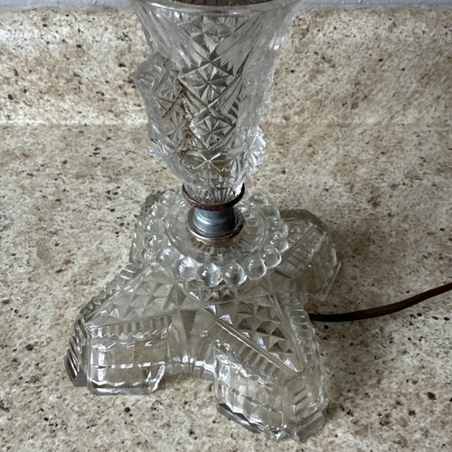 Clear Glass Stick Lamp Cute Small Desk Table Light Knobby Hobnail 1940’s VTG - Picture 2 of 10