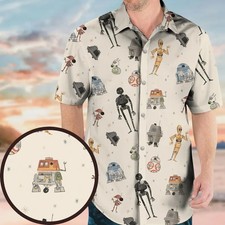 Disney Star Wars Robots Tropical Summer Galaxy's Edge Vintage Hawaiian Shirt