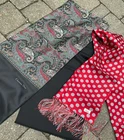 Vintage FRINGED DECO OPERA Smoking Jacket SCARF LOT Silk Wool Rayon TWO