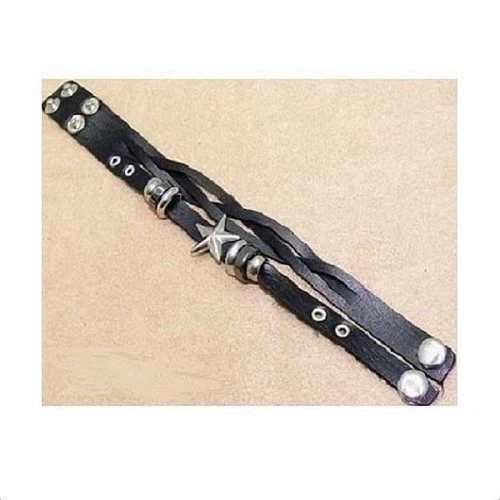 Bracelet Homme Simili Cuir Et Métal Argenté - Photo 1/1