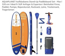 AquaPlanet Max 3.20m Inflatable SUP Paddleboard Set w/ SUPAPUMP Pump & SUP seat