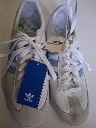 Womens Adidas Tennis Shoes Dragon Size 8.5 With Tags White And Blue - Picture 2 of 13