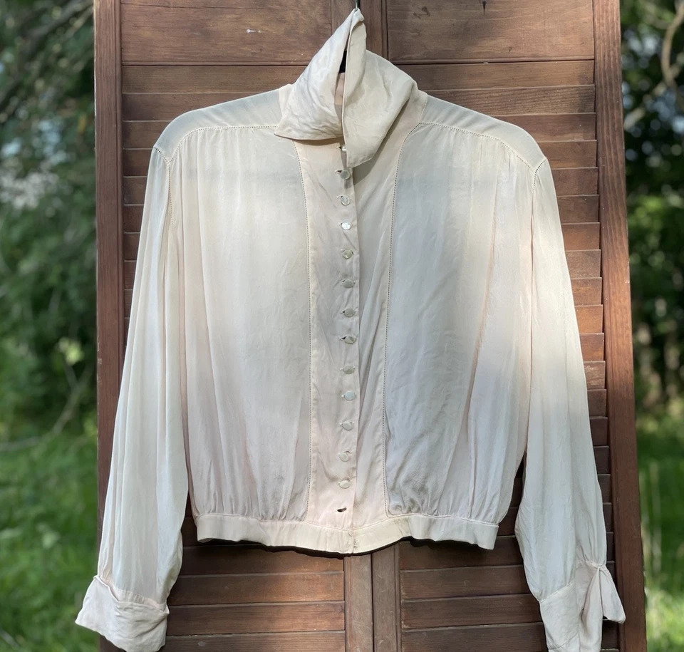 Antique Edwardian Pearl Pink Silk Blouse C. 1910 Ferguson Co. Chicago SZ S-M Exc - Image 2 of 4