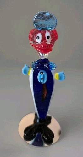 Vintage Murano Smiling Clown Art Glass 4" Figurine Hand Blown In Italy