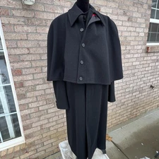 Vintage J. Peterman Wool Inverness Cape Coat 42R USA Made ACTWU 1989 Greatcoat