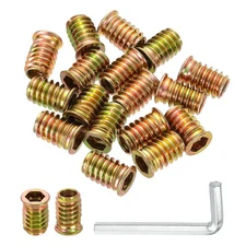 50 Pcs Threaded Insert for Wood, 5/16" - 18 Threaded Studs 20mm Length, Gold