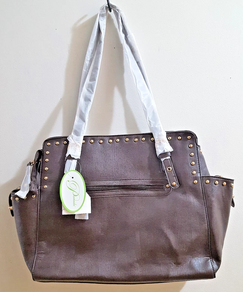 Bolso de Mano Parinda Mujer FELICITY Grano Guijarro Imitación Cuero Marrón - Nuevo Foto 4 de 4