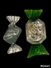 Two Vintage Murano style Wrapped Candy Piece Large Paperweight Art Glass