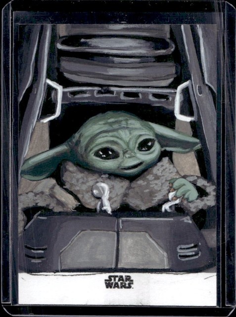 2025 Topps Finest Grogu Sketch Signed By Artist Rebeca Louro #1/1