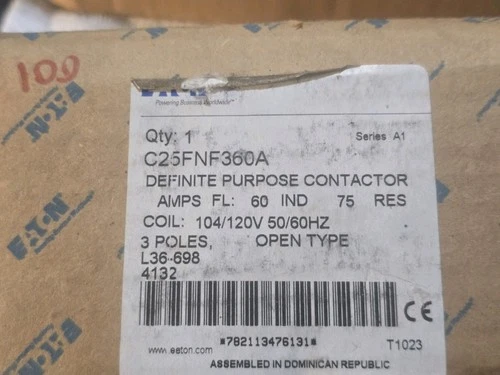 C25FNF360A Eaton Cutler Hammer DP Contactor  - 60 Amp  3 Pole  110/120V Coil B3