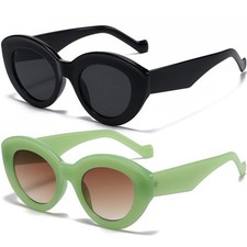 Oversized Cat Eye Sunglasses for Women Cute Oval Thick Frame Cateye Sun Glass...