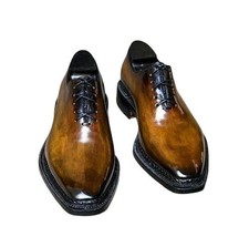 Handmade Brown Genuine Leather Dress Oxford Lace Up Formal Office Shoes For Men