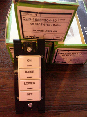 (1) NEW LEVITON CUS-16561904-10, GM DRC SYSTEM 4-BUTTON (ON, RAISE, LOWER & OFF)