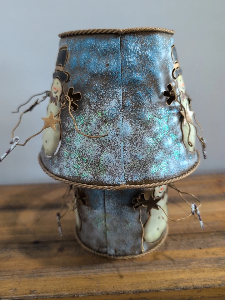 Home Interiors Metal Snowman Candle Lamp Winter Christmas - Image 3 of 4