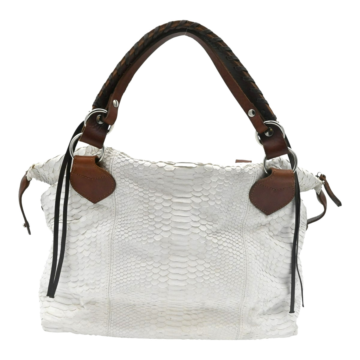 Pauric Sweeney White Python Leather Shoulder Bag - image 2