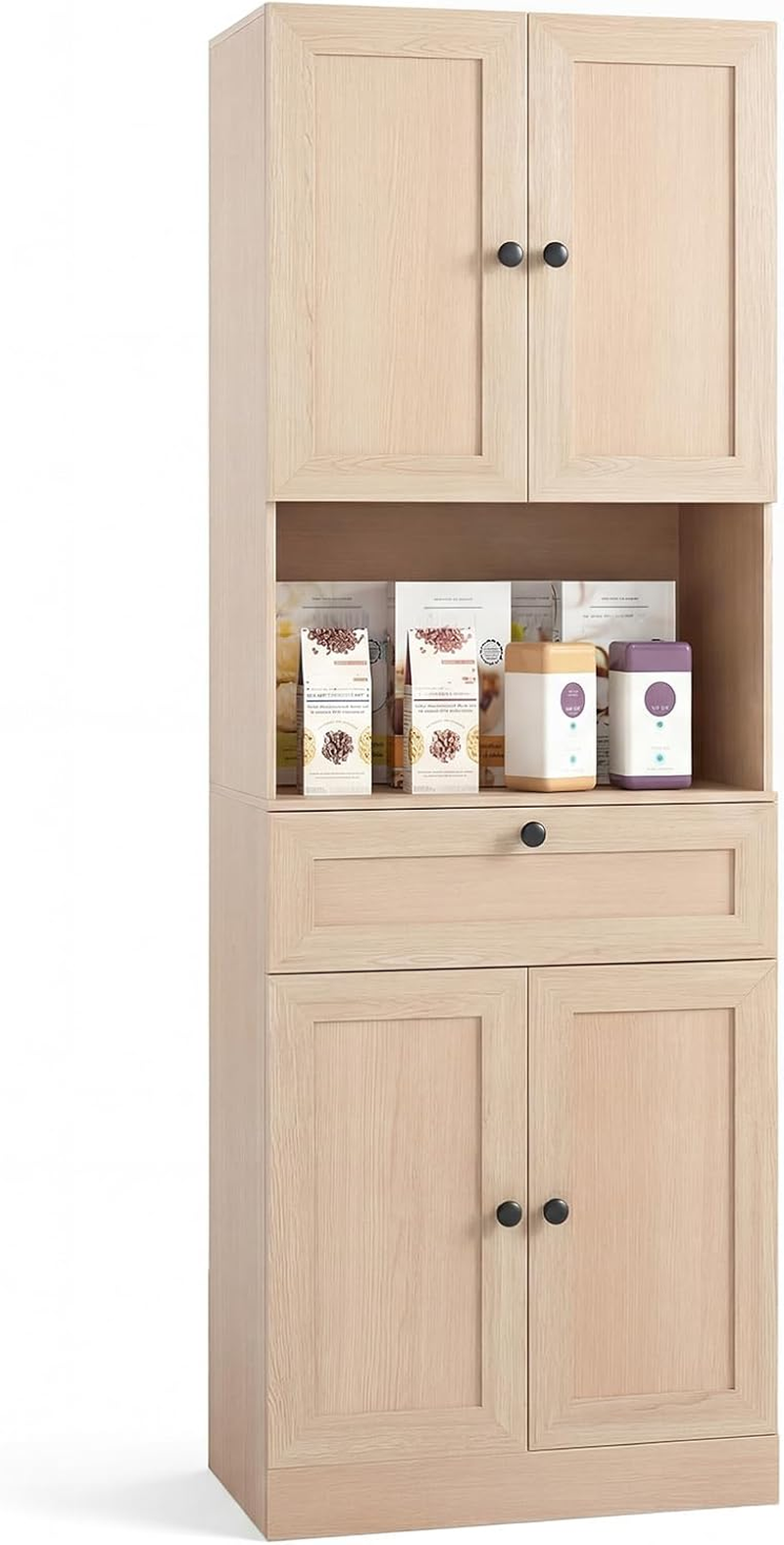 Kitchen Pantry Cupboard Tall Storage Cabinet Drawer Shelves Adjustable White