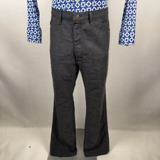 Wrangler Pants Mens 38 33 Vtg 70s Polyester Leisure Disco Rancher Slacks Gray