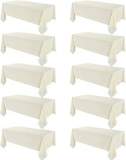 10 Pack 90 156inch Ivory Rectangle Tablecloth 8ft Tables Stain Wrinkle