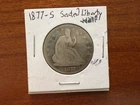 1877-S Seated Liberty Half Dollar In Good Condition / 90% Silver Antique Coin