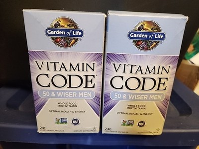 2x Garden Of Life Vitamin Code 50 And Wise Men 240 Capsules Vegetarian Exp 5/26