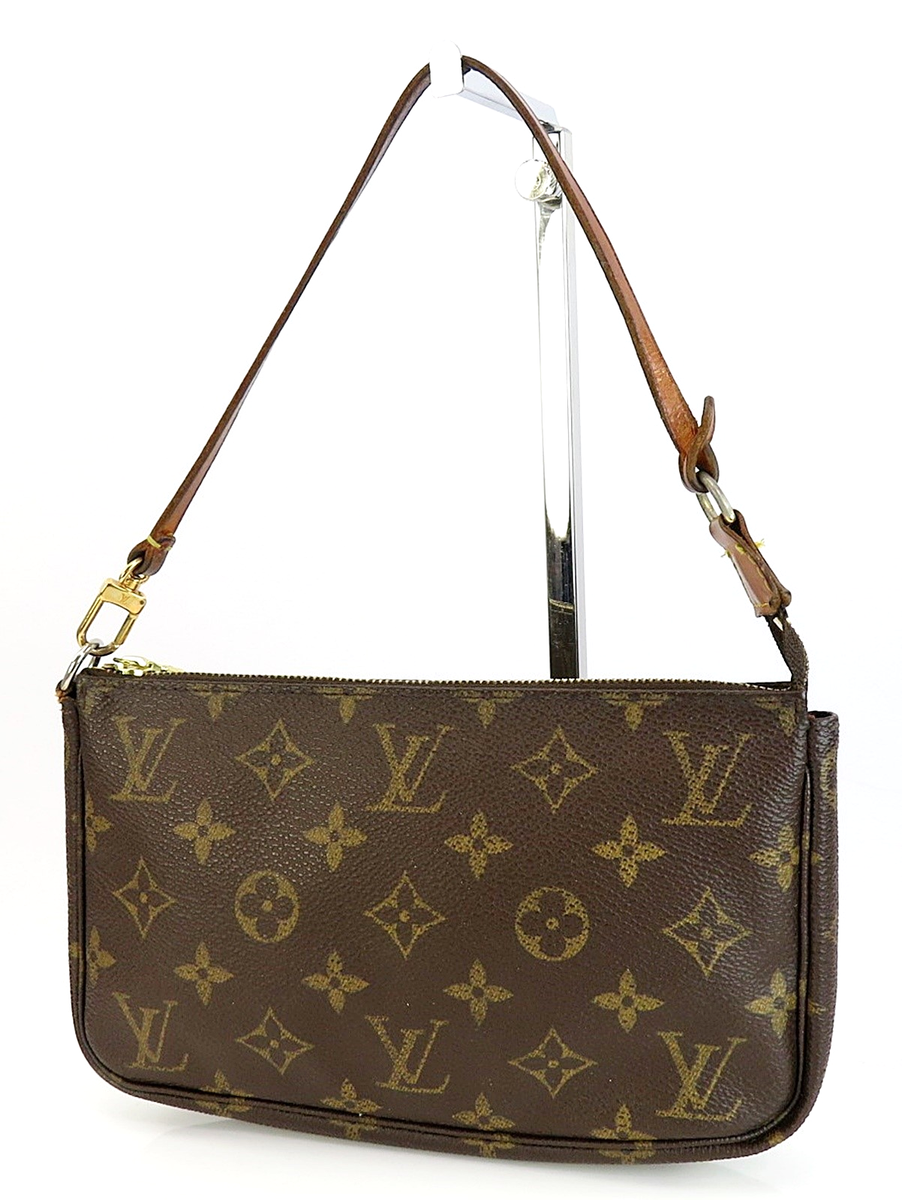 Authentic LOUIS VUITTON Accessory Pochette Monogram Tote Hand Bag