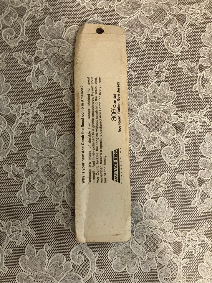 Peine de bolsillo de goma dura As genuino vintage nuevo de colección 7” negro #88 sellado EE. UU. NUEVO Foto 4 de 4