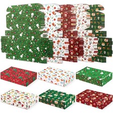 30 Pack Christmas Gift Boxes Xmas Shipping Boxes Decorative 6 Designs Empty R...