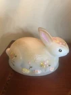 Fenton Bunny Easter Rabbit on Nest Hand Painted Iridescent Eggs Basket TOP ONLY