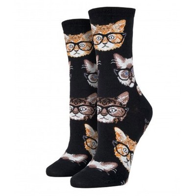 Socksmith Women's Crew Socks Kittenster Kitty Cat Faces Hipster Novelty Footwear