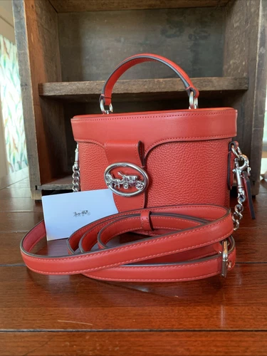 Tracolla Coach Georgie Gem mai usata con cinturino e manico superiore pelle ciottolata papavero