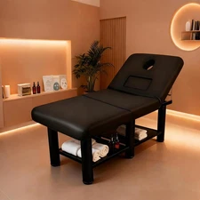 Massage Table w/Storage Space Adjustable Spa Facial Bed Massage Bed for Salon