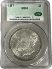1887 Morgan Silver Dollar $1 Beautiful High Grade Coin CAC MS 63 #50