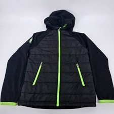 Polo Ralph Lauren Boys L 14/16 Black Neon Hybrid Quilted Hooded Jacket