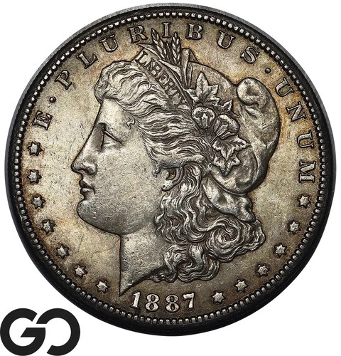 1887-S Morgan Silver Dollar Coin, Choice AU++/Unc Better Date