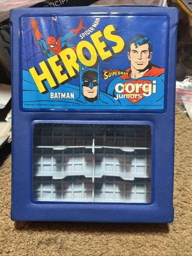 Vintage 1978 Corgi Juniors Heroes 12 car Carry Case Superman Batman Spiderman VG