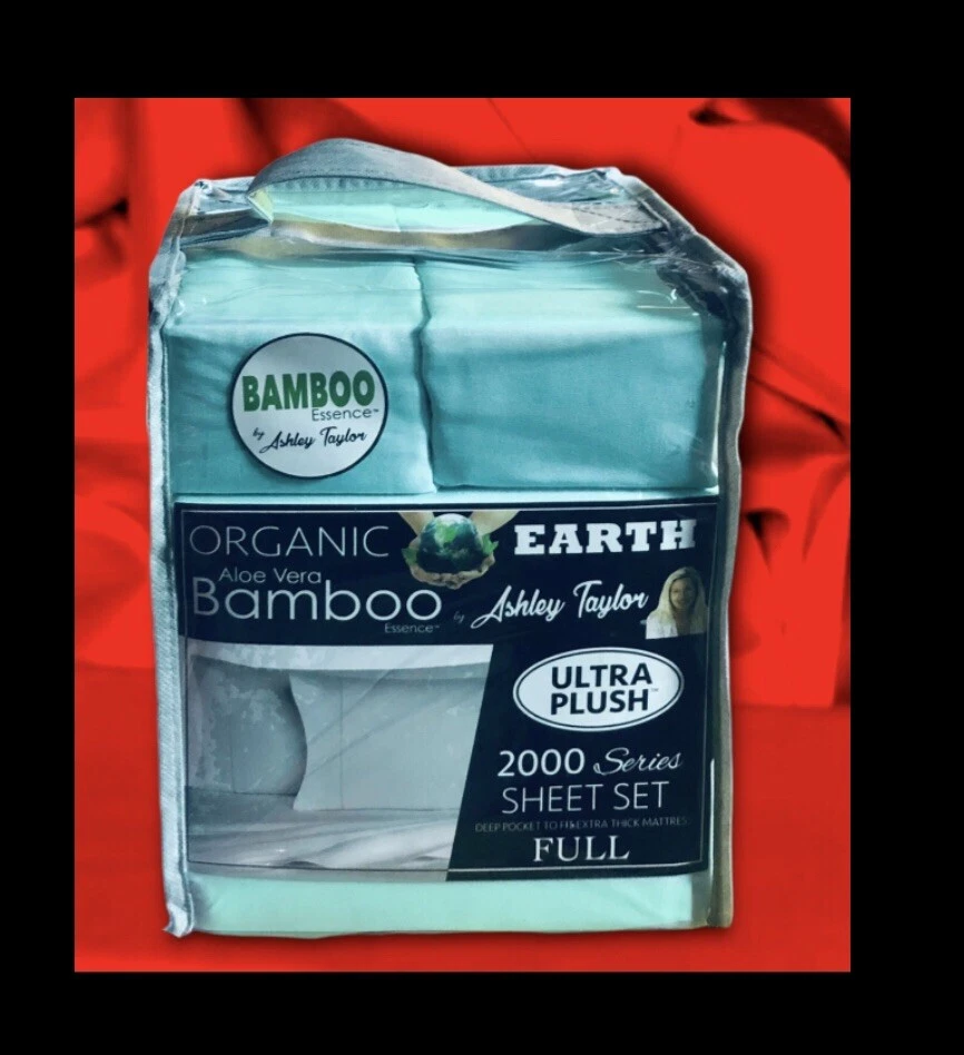 *JUEGO DE SÁBANAS TAMAÑO COMPLETO Ashley Taylor Aloe Vera Bambú DeepPocket 2000 CONTADOR DE HILOS Foto 2 de 4