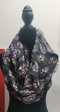 Adorable Halloween Sheer Infinity Loop Scarf with Frayed Edges. "A Must See"