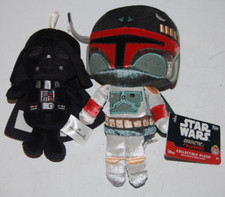 Lot of 2 Star Wars Galactic Plushies Boba Fett Funko w/ Darth Vader Hallmark
