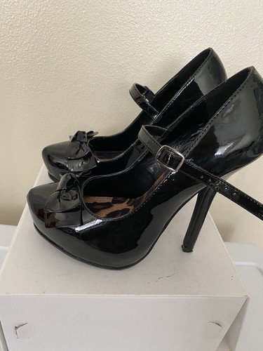 Deliscious Shoes CUTIEPIE-08 4 1/2" Heel Peep Toe Mary Jane With Bow Size 7.5m - Picture 7 of 9