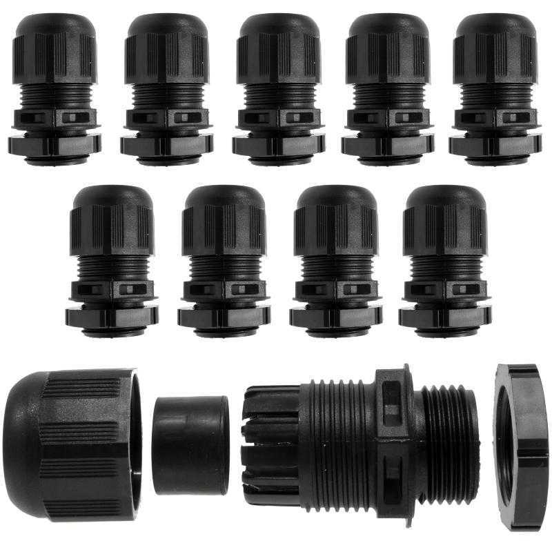 10 x Black Wiska Glands with Inserts for T&E Twin and Earth Cable