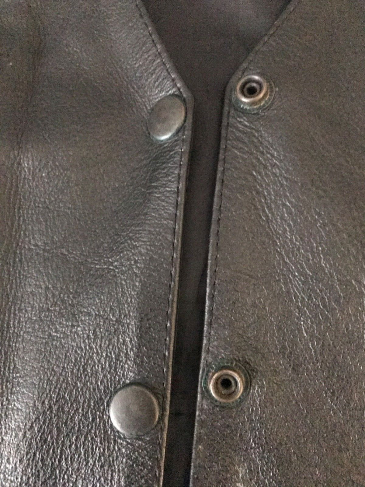 Black Leather Men's Biker Vest W/Patches Texas Flag S… Gem