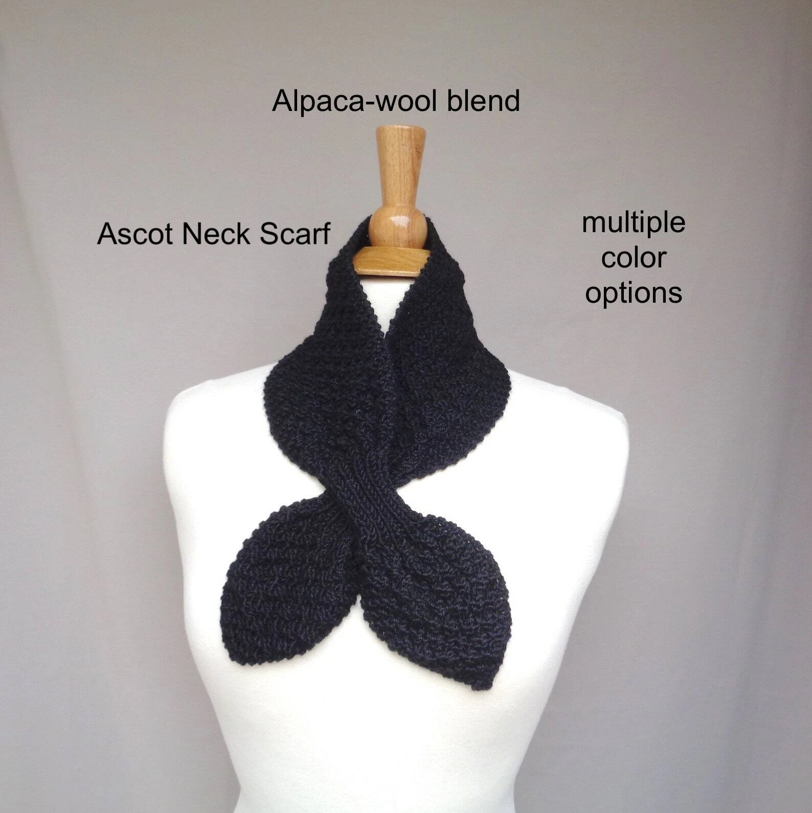 Ascot Scarf in Alpaca Wool Blend Hand Knit Soft Neck Warmer Cowl Pull Through