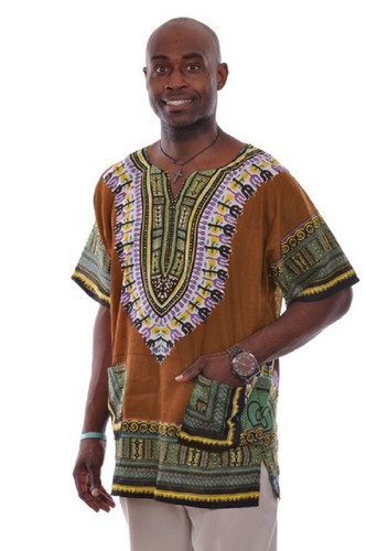 Bronze Brown Dashiki Shirt DP3757M up 