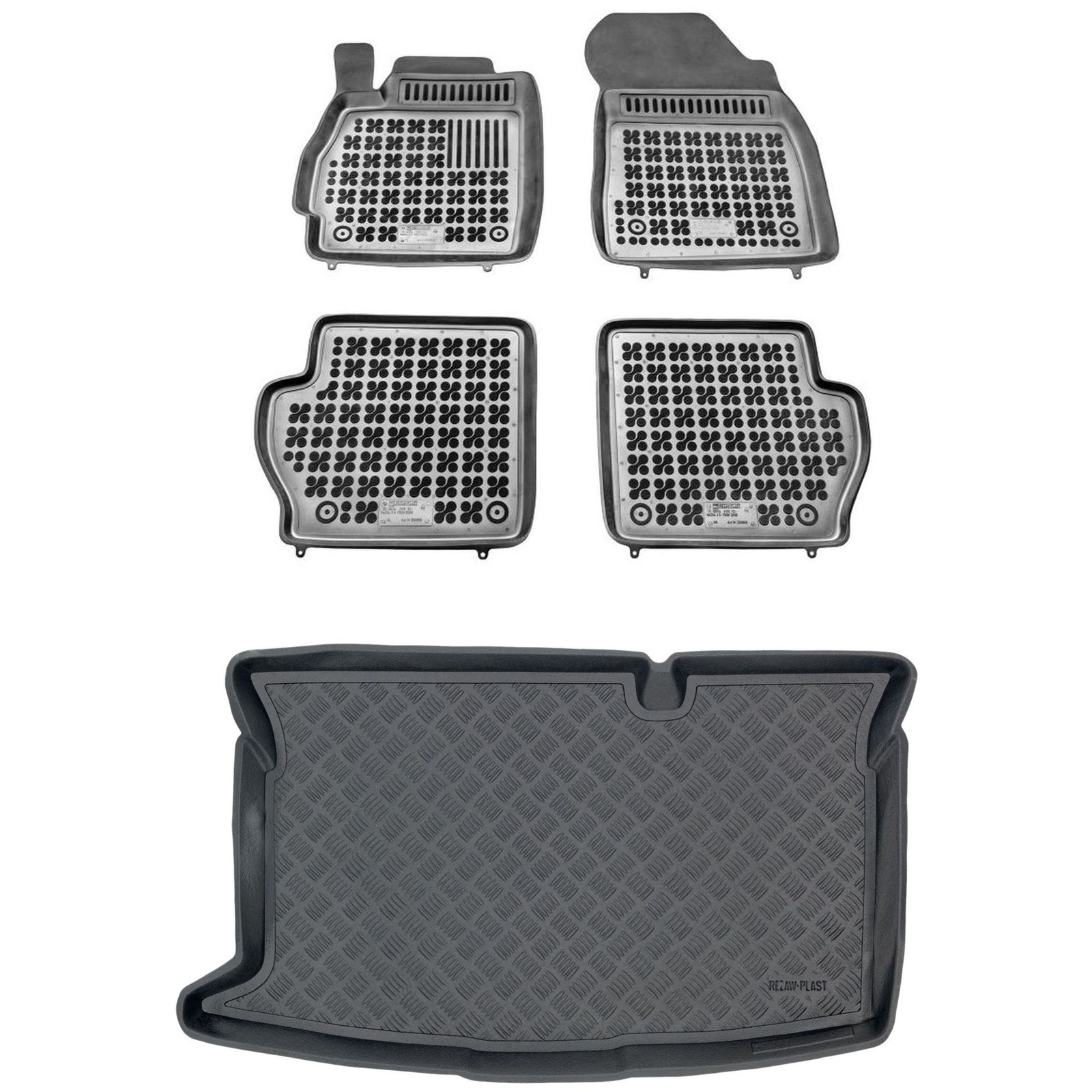 Jeu de tapis de coffre de sol premium PE pour Mazda 2 II finition noire