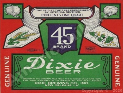 Dixie 45 Beer New Metal Sign: Dixie Brewing Co. New Orleans, Louisiana