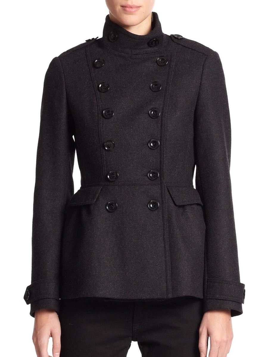 Burberry Brit Adamsleigh Women s Black Wool Peplum Trench Coat