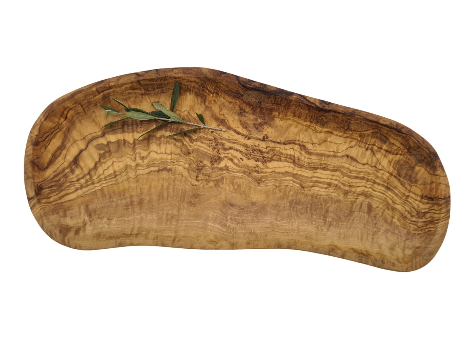 Plateau à fruits en bois d'olivier massif sculpté main pièce unique de 35cm