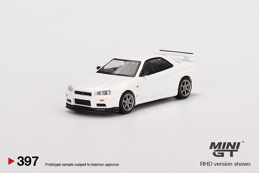 Mini GT 1 64 Nissan Skyline GT-R R34 V-Spec N1 White Diecast Car