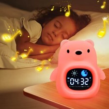 Cute Alarm Clock for Kids with Sleep Trainer Toddler Night Light Sound