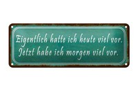 Blechschild Spruch 27X10 Cm Ich Hatte Heute Viel Vor Metall Deko Schild Tin Sign